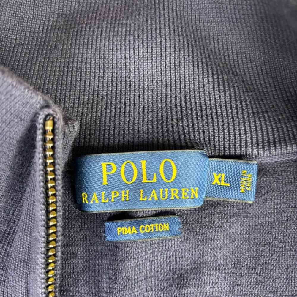 Polo Ralph Lauren Sweater Vest Men XL Navy Blue Pima Cotton Quarter Zip PonyLogo